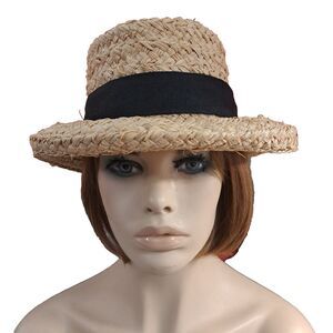 Scala Women’s Straw Sun Hat Tan With Black Ribbon Beach Wear Outdoor One Size